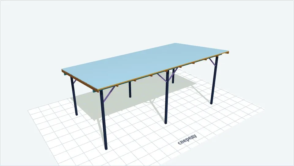 3D-модель навісу для авто з покрівлею зі стільникового полікарбонату